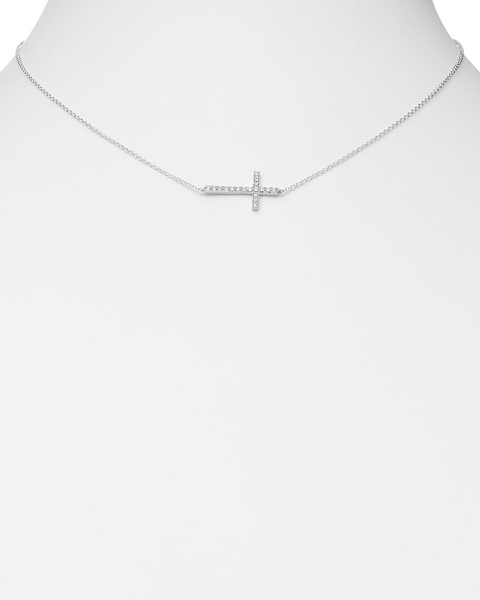 Shop Bloomingdale's Diamond Cross Necklace In 14k White Gold, 0.15 Ct. T.w. - 100% Exclusive