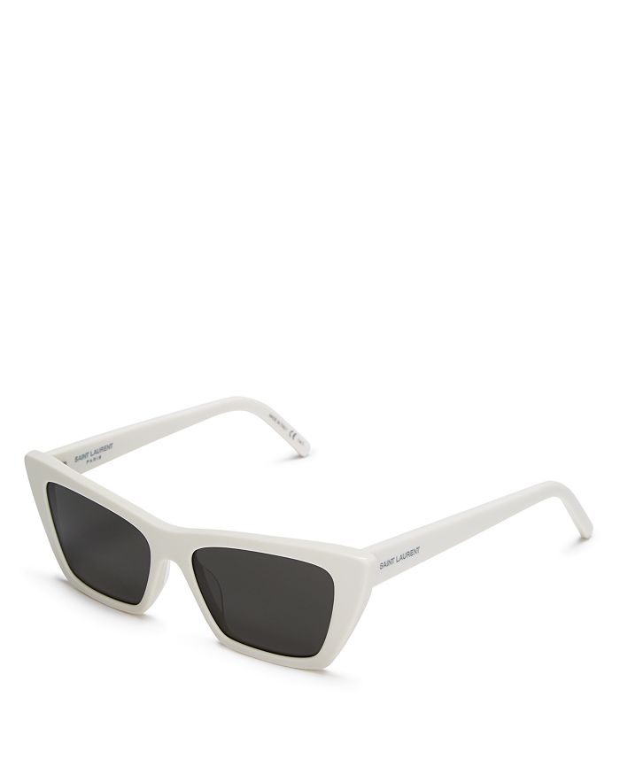 Saint Laurent Women's Cat Eye Sunglasses, 53mm In Shiny Ivory/gray Solid