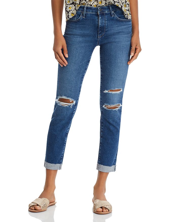 AG Prima Cuffed Slim Jeans in Crystal Clarity Destructed - 100% ...