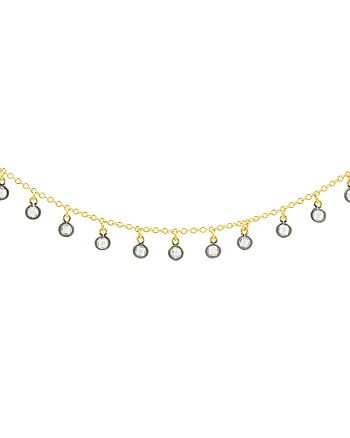 Freida Rothman - Bezel Charm Necklace in 14K Gold-Plated & Rhodium-Plated Sterling Silver, 14"