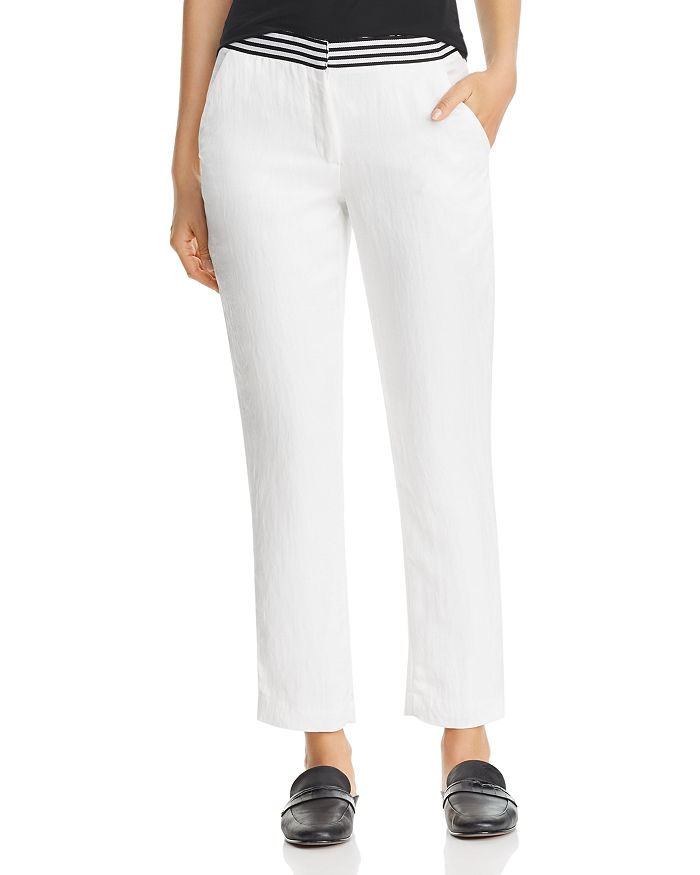 Karl Lagerfeld Striped-waist Ankle Pants In Soft White | ModeSens