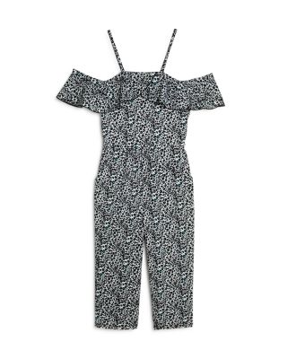 leopard print cold shoulder jumpsuit