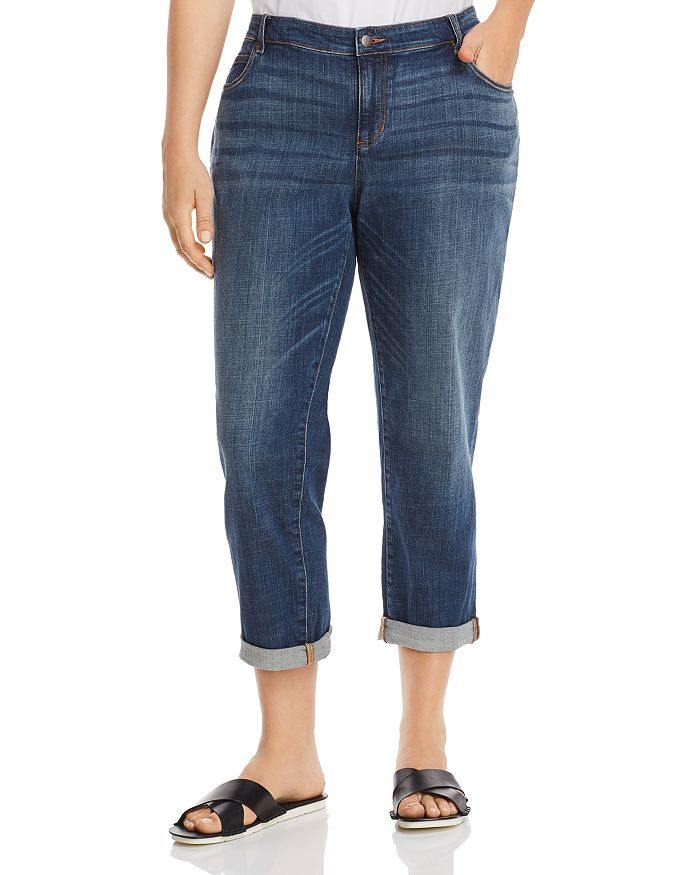 Eileen Fisher Plus Cropped Boyfriend Jeans in Aged Indigo | Bloomingdale's