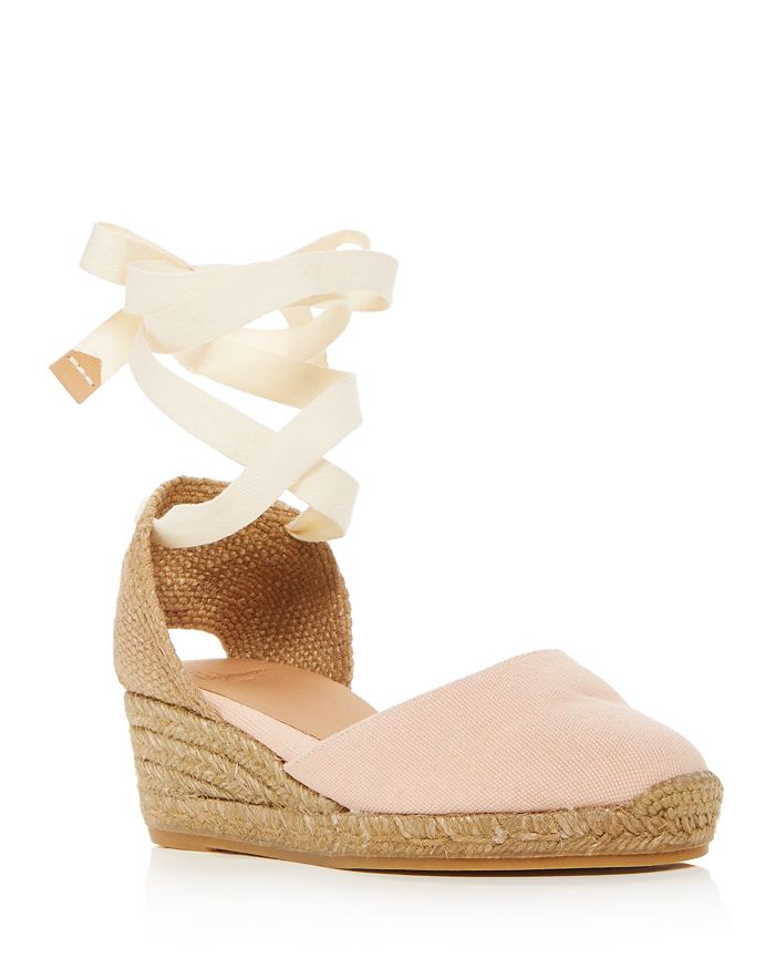 Castaã±er Women's Carina Ankletie Espadrille Wedge Sandals In Rosa