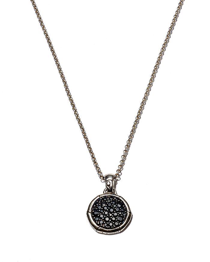 JOHN HARDY Bamboo Silver Small Round Pendant with Black Sapphire on ...