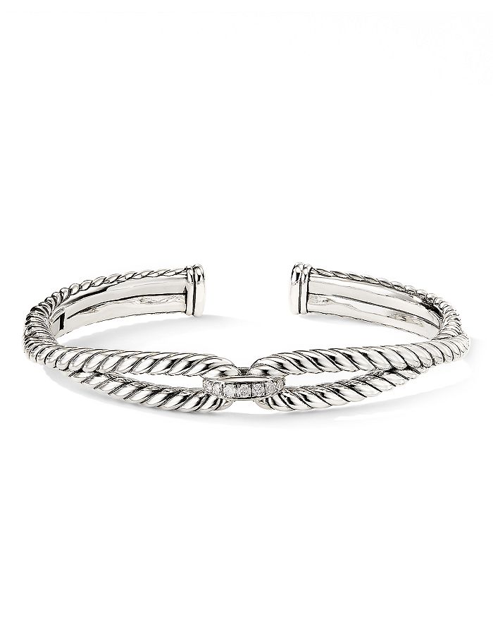 David Yurman - Sterling Silver Cable Loop Bracelet with Diamonds