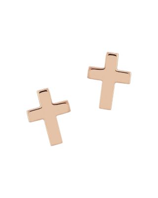 Bloomingdale's Fine Collection Medium Cross Stud Earrings in 14K Rose Gold - Exclusive