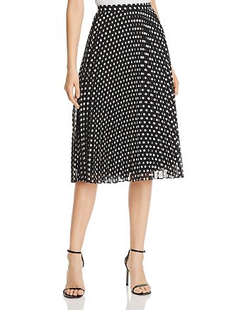 Calvin Klein Dot-Print Pleated Midi Skirt | Bloomingdale's