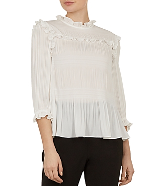 TED BAKER AIRLIE PLEATED TOP,WMB-AIRLIE-WH9W
