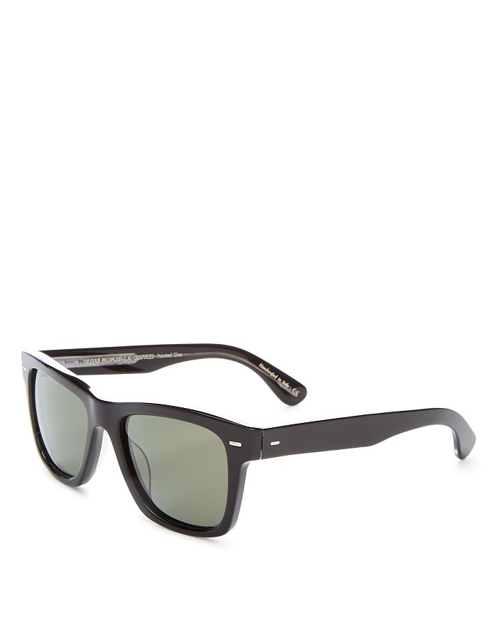 Shop Oliver Peoples Men's Polarized Oliver Square Sunglasses, 54mm In Black/green Polarized