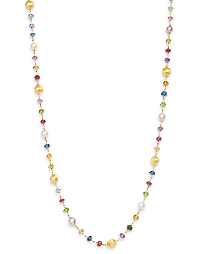 Marco Bicego 18k Yellow Gold Africa Gemstone Pearl Long Strand Necklace, 36 In Multi/gold