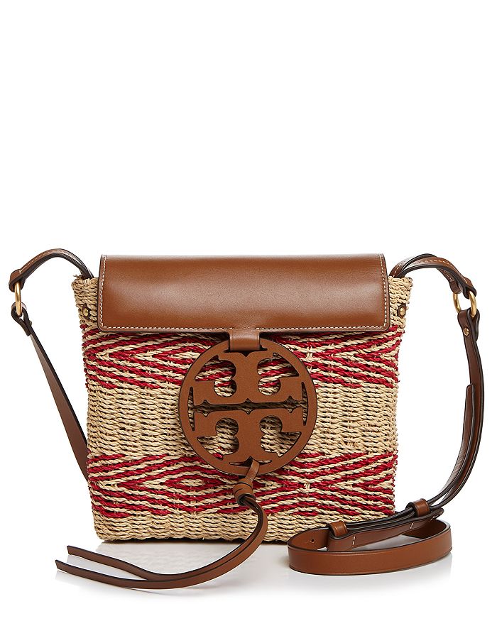 Tory Burch Miller Stripe Straw Crossbody Bag - Red In Natural/ Brilliant Red | ModeSens