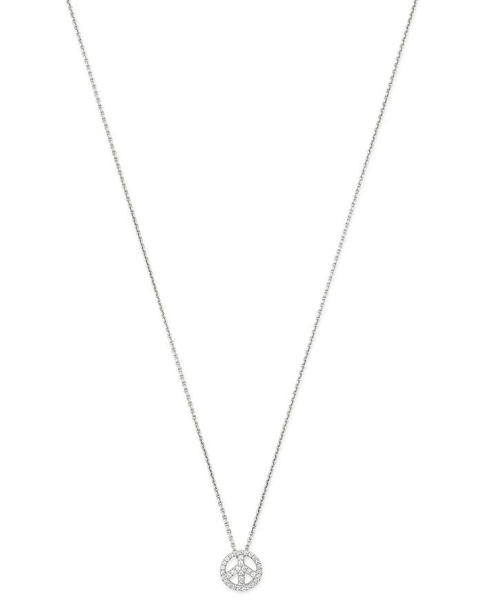 Bloomingdale's Diamond Peace-sign Pendant Necklace In 14k White Gold, 0.15 Ct. T.w. - 100% Exclusive