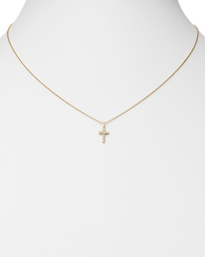 Shop Bloomingdale's Diamond Cross Pendant Necklace In 14k Yellow Gold, 0.08 Ct. T.w. - 100% Exclusive In White/gold