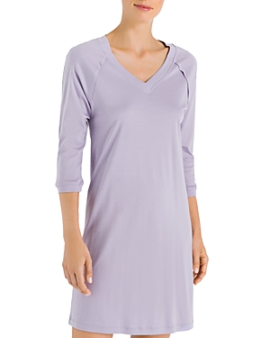 Hanro Pure Essence Three-quarter Sleeve Gown In Soft Lilac