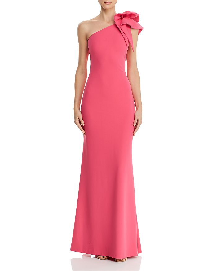 Aqua one shoulder top scuba gown