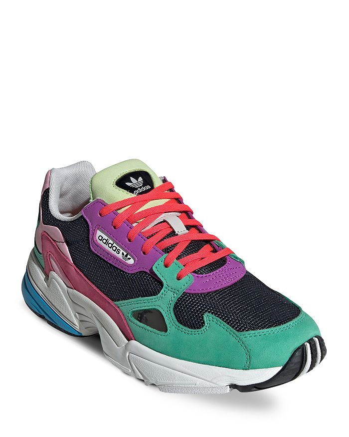 Adidas Originals Falcon Leather-trimmed Sneakers In Teal Multi