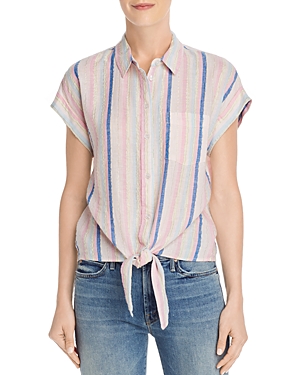 Aqua Tie-hem Striped Shirt - 100% Exclusive In Pink/blue