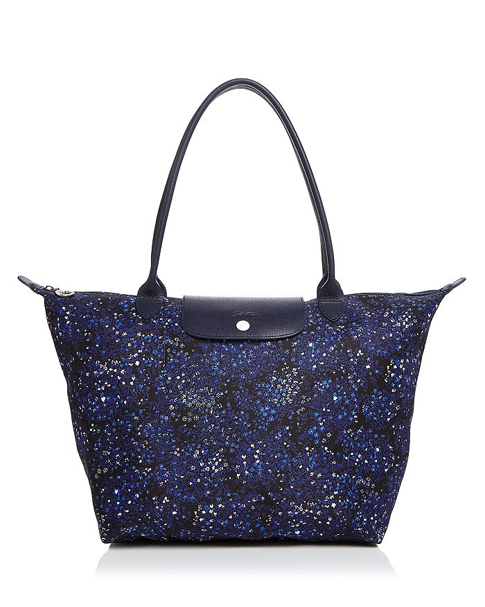Longchamp Le Pliage Fleur Large Shoulder Tote Bag In Blue/silver ModeSens