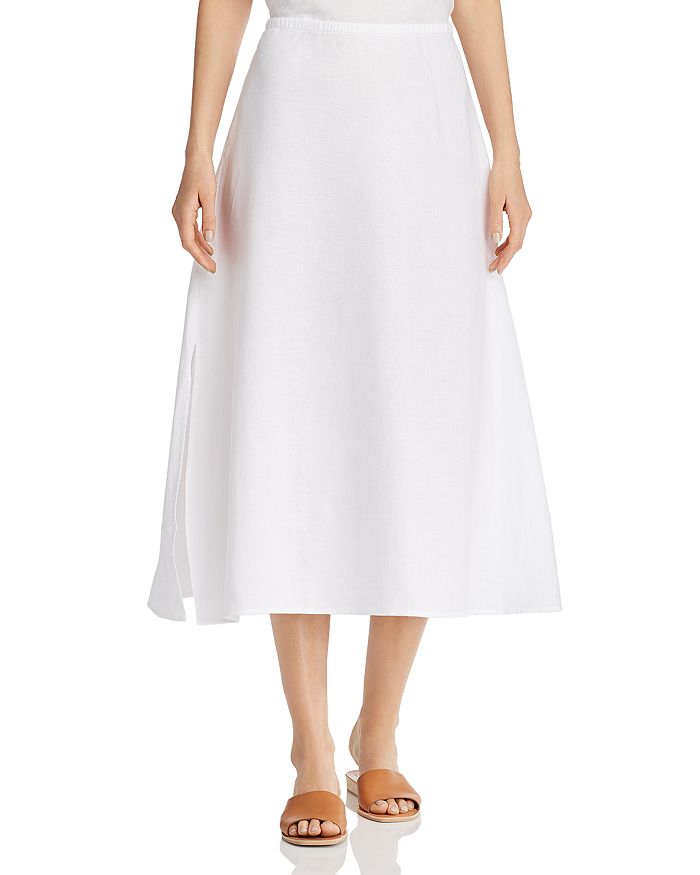 Eileen Fisher Petites Organic Linen A-Line Midi Skirt | Bloomingdale's