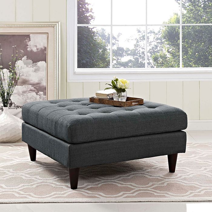 Shop Modway Empress Upholstered Fabric Large Ottoman In Gray