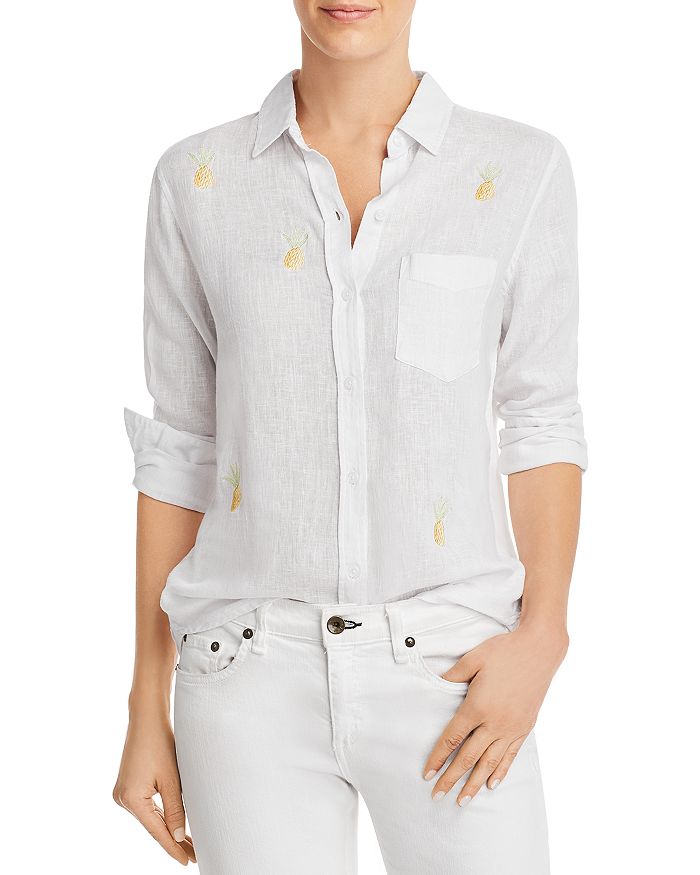 Rails Charli Embroidered-pineapples Shirt In Pineapple