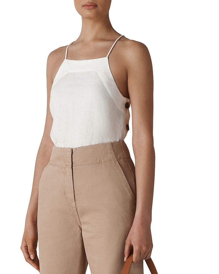 Whistles Becky Button Detail Camisole Top In White