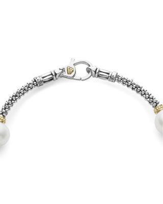 Sterling Silver & 18K Yellow Gold Luna Cultured Freshwater Pearl Station Bracelet