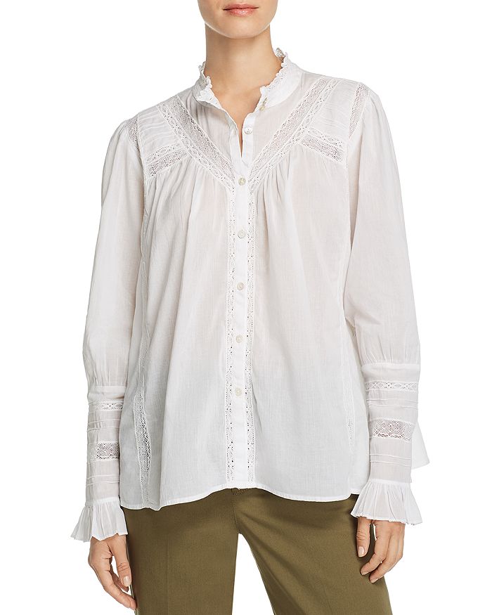 ba&sh Heiko Lace-Inset Shirt | Bloomingdale's