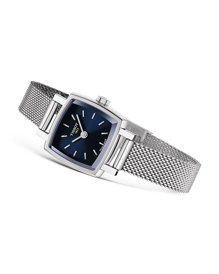 Shop Tissot Lovely Square Mesh Bracelet Watch, 20mm X 20mm In Blue/silver