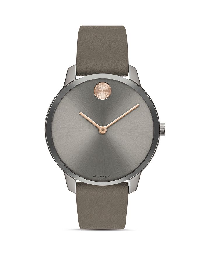 MOVADO BOLD THIN LEATHER STRAP WATCH, 35MM,3600593