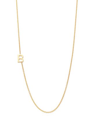 14K Yellow Gold Asymmetrical Initial Pendant Necklace, 18"L