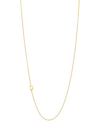 14K Yellow Gold Asymmetrical Initial Pendant Necklace, 18"L