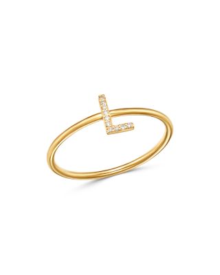 14K Yellow Gold Initial Diamond Ring