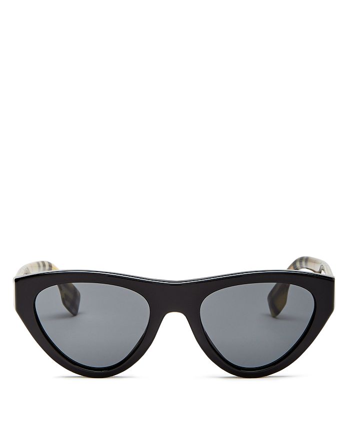 Shop Burberry Women's Cat Eye Sunglasses, 52mm In Black/gray Solid