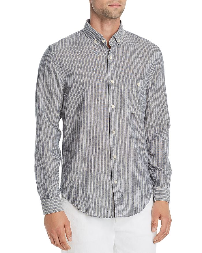 7 FOR ALL MANKIND NEW ICON STRIPED REGULAR FIT BUTTON-DOWN SHIRT,AM0373K113