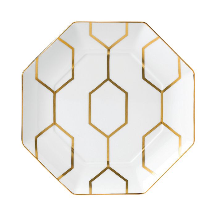 Wedgwood Gio Gold Octagonal Accent Plate White In Charcoal