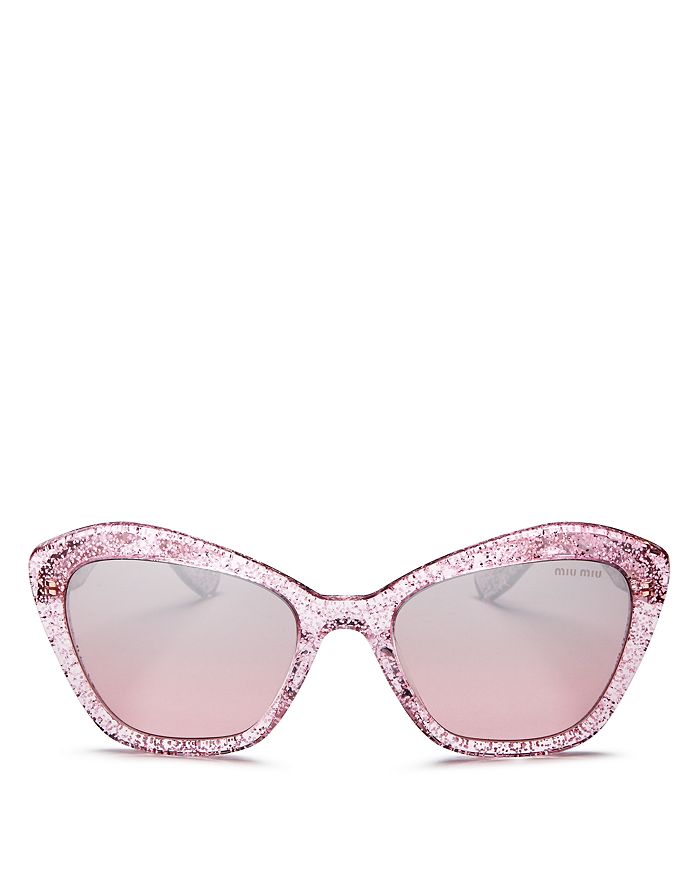 Miu Miu Women's Cat Eye Sunglasses, 55mm In Glitter Pink/pink