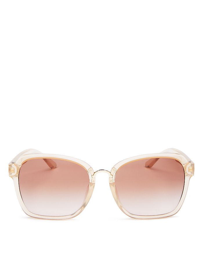 Tory Burch Women's Square Sunglasses, 57mm In Transparent Peach/brown Gradient