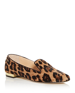 CHARLOTTE OLYMPIA WOMEN'S LEOPARD-PRINT FUR SMOKING SLIPPERS,OLP197001A-01505