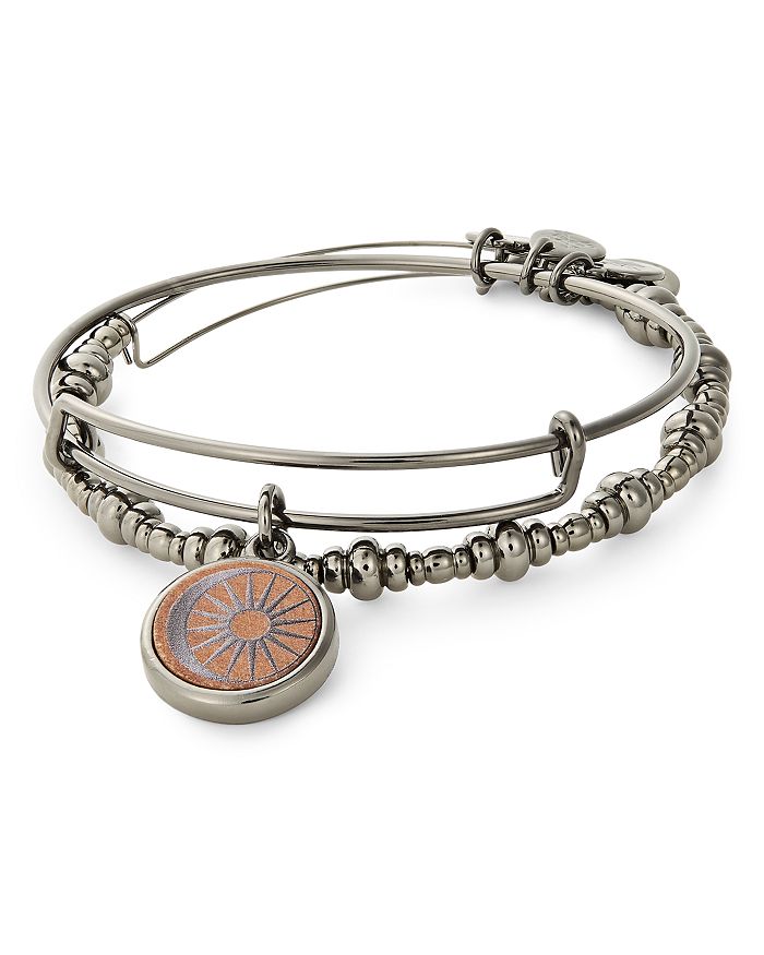 Alex And Ani Cosmic Balance Expandabe Bracelet In Midnight Silver
