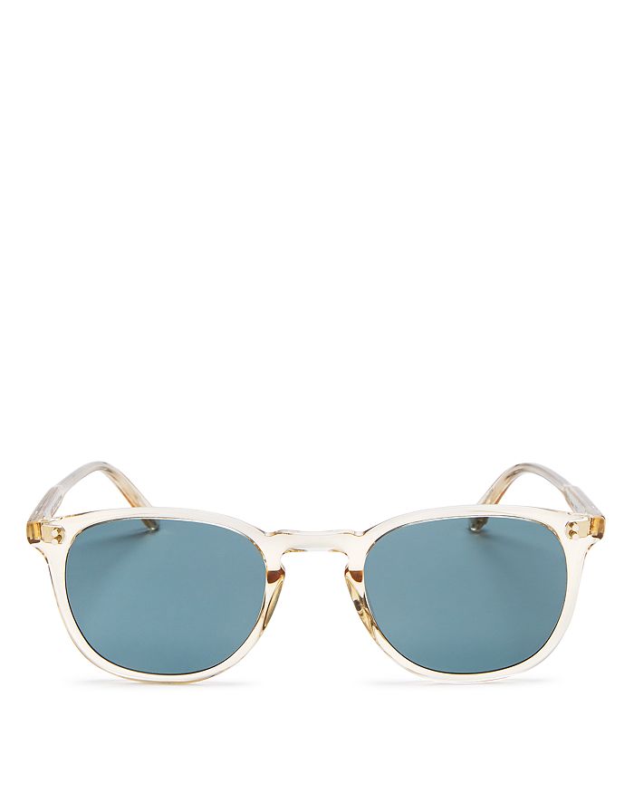 Garrett Leight Men's Kinney Square Sunglasses, 47 Mm In Champagne/blue Smoke Polarized