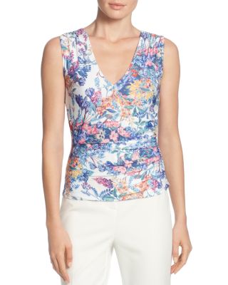 T Tahari - Floral Faux-Wrap Top