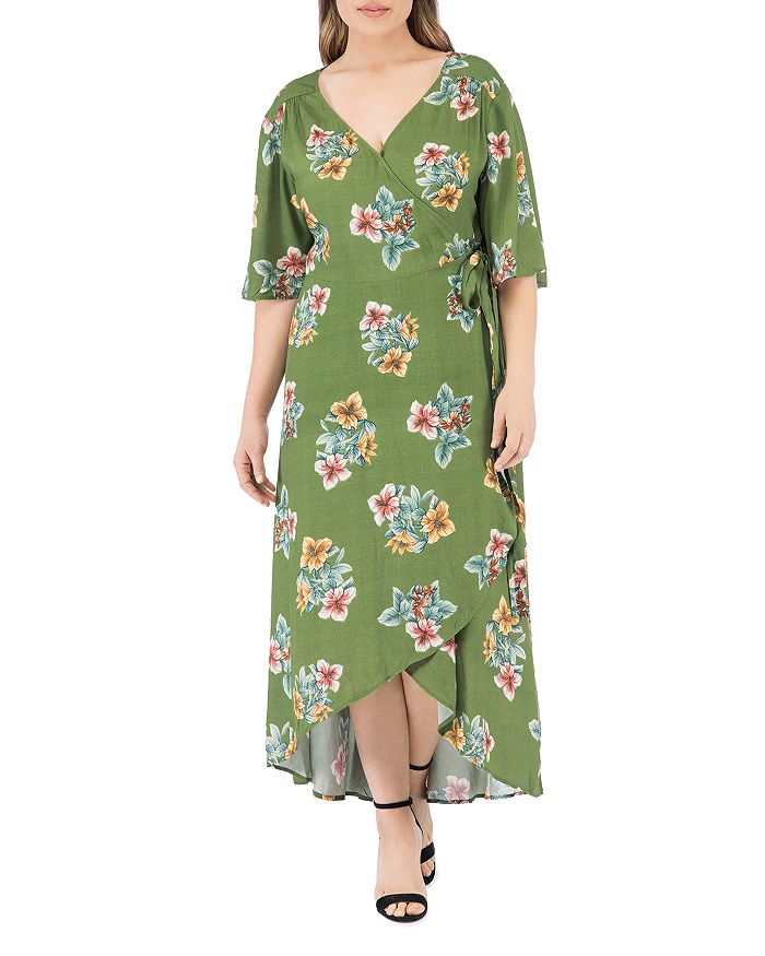 B Collection by Bobeau Curvy Orna Floral Print Wrap Dress | Bloomingdale's
