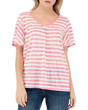 B Collection By Bobeau Striped Scoop-neck Tee In Coral Multi Stripe