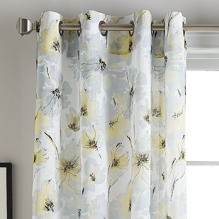 Shop Dkny Modern Bloom Semi-sheer Grommet Curtain Panel, 50 X 84 In Linen