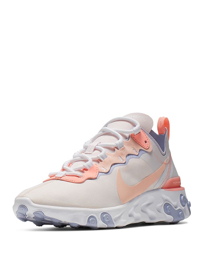 Shop Nike Women's React Element 55 Sneakers In Pale Pink/washed Coral/oxygen Purple