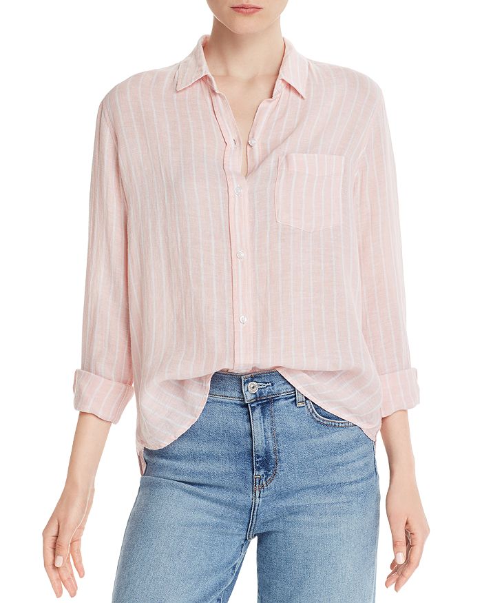 Rails Charli Striped Button-front Shirt In Peach Stripe