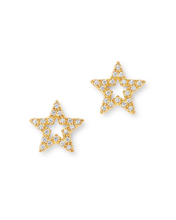 Bloomingdale's Diamond Star Stud Earrings In 14k Yellow Gold, 0.10 Ct. T.w. - 100% Exclusive In White/gold