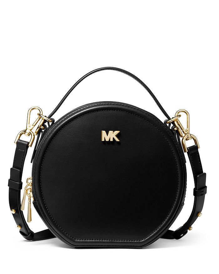 Michael Michael Kors Delaney Medium Leather Circle Crossbody In Black gold ModeSens
